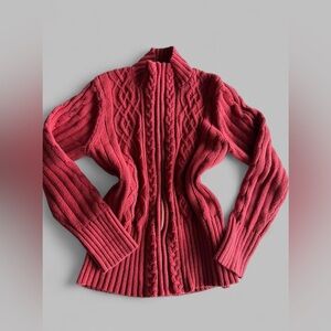 Liz Claiborne Red Cable Knit Turtleneck Sweater